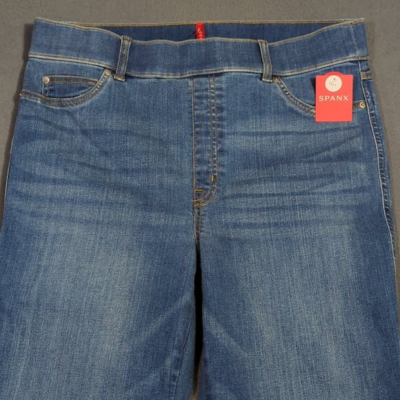 Spanx Jeans Women's XL Tall Blue EveryWear Flare Pull On Denim Wide Leg NWT - Picture 4 of 14